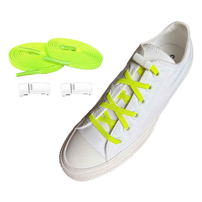 snoerebaand-elastiske-gul-neon-magneter-hvid-sko