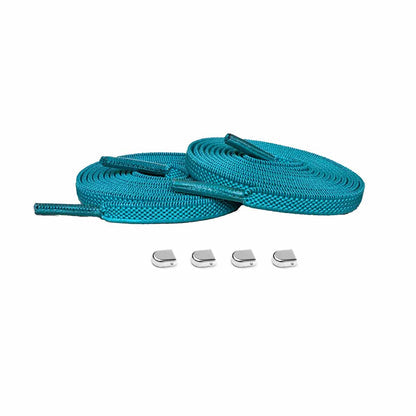 elastiske-snoerebaand-blaa-petrol-clips-soelv-blank