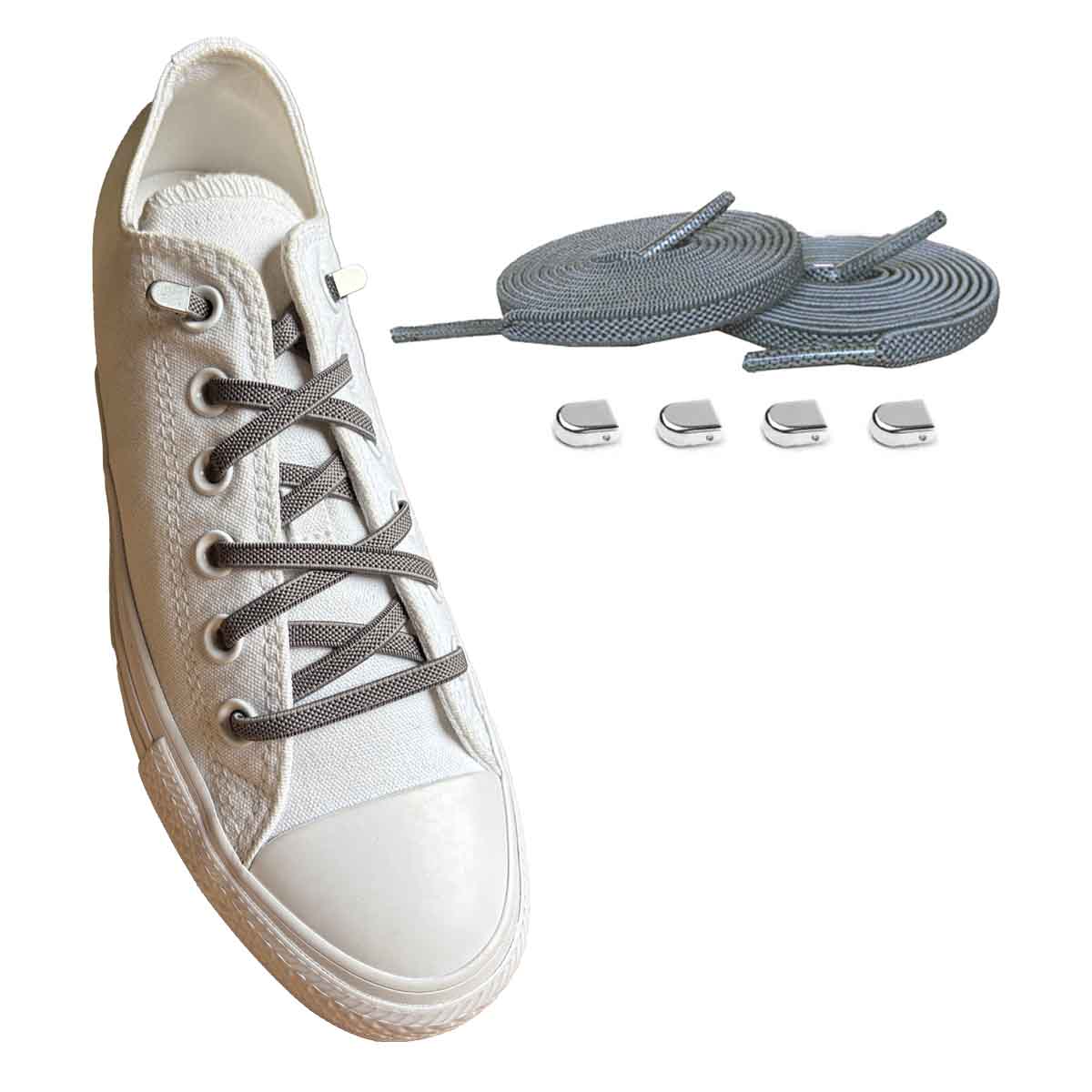 elastiske-snoerebaand-graa-clips-soelv-blank-sko