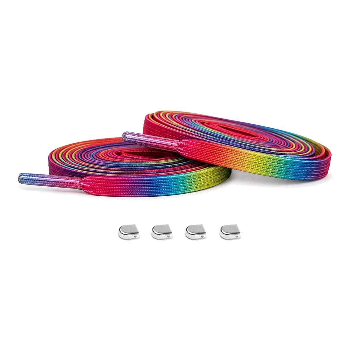 Regnbue elastisk med clips – elastiske snorebaand clips regnbue solv blank 01 hovedbillede