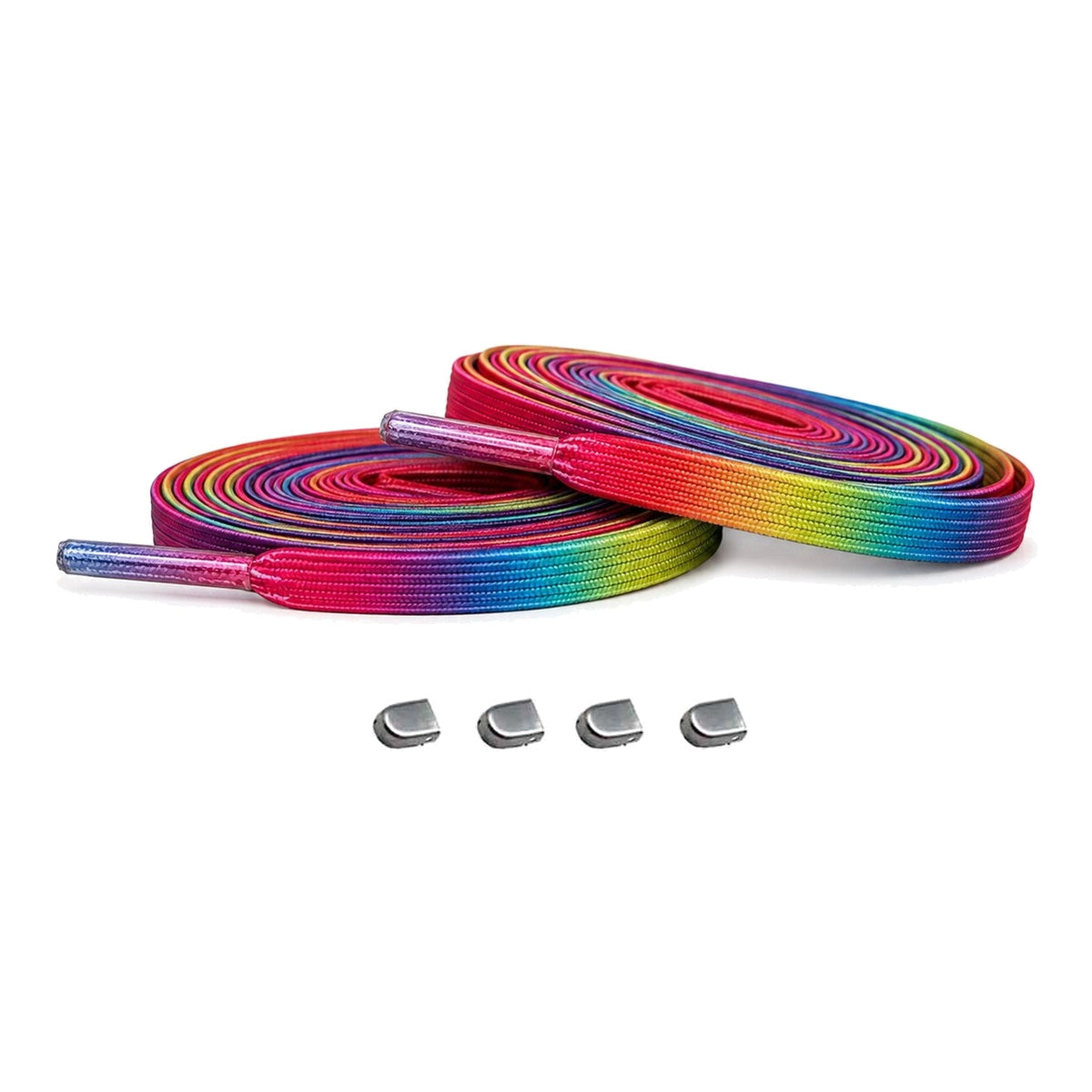 Regnbue / Sølv mat – elastiske snorebaand clips regnbue solv mat 01 hovedbillede