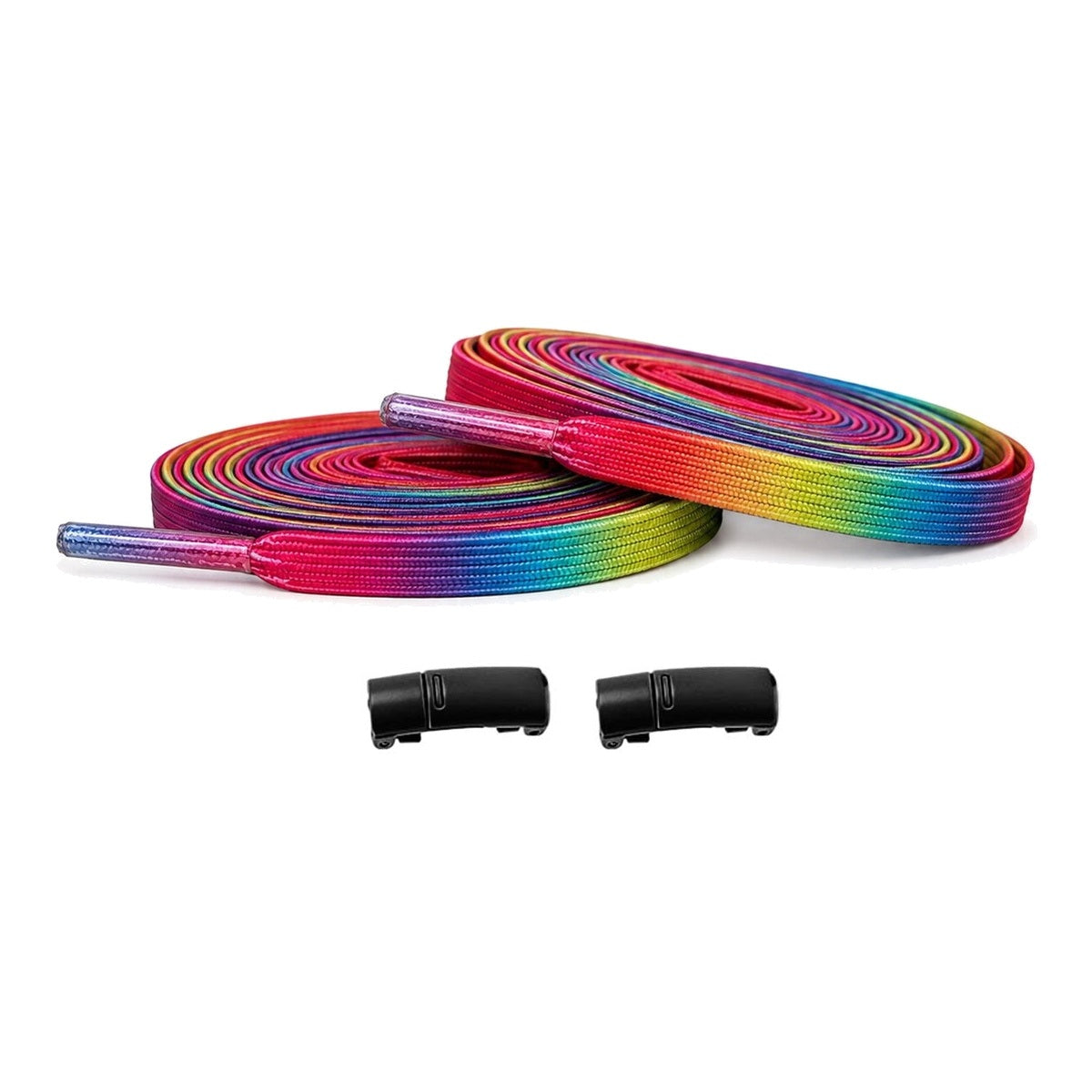 Regnbue / Sort – elastiske snorebaand regnbue magneter sort