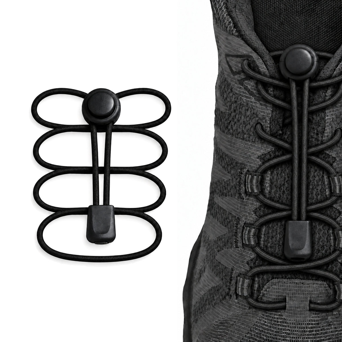 Sort – snorebaand snorestopper hurtiglukning sort 03 pa sko
